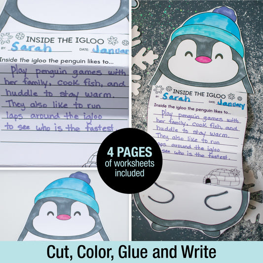 Printable January Fold Out Penguin Writing Craftivity
