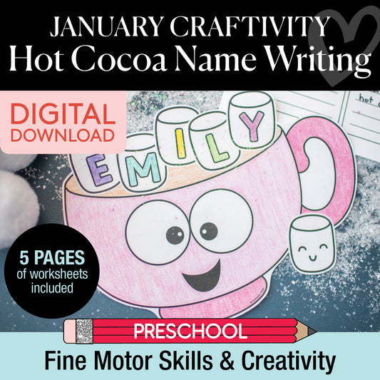 Printable January Hot Cocoa Name Writing Craftivity