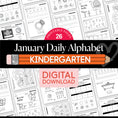 Load image into Gallery viewer, Printable Kindergarten January Daily Alphabet (Q-T)
