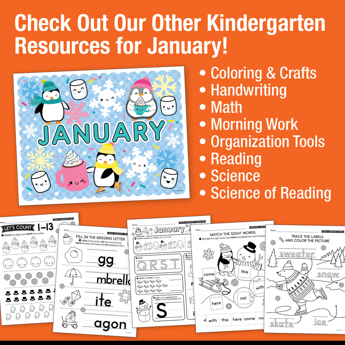 Printable Kindergarten January Daily Alphabet (Q-T)