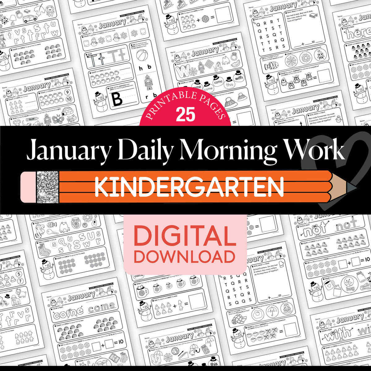 Printable Kindergarten January Daily Morning Work