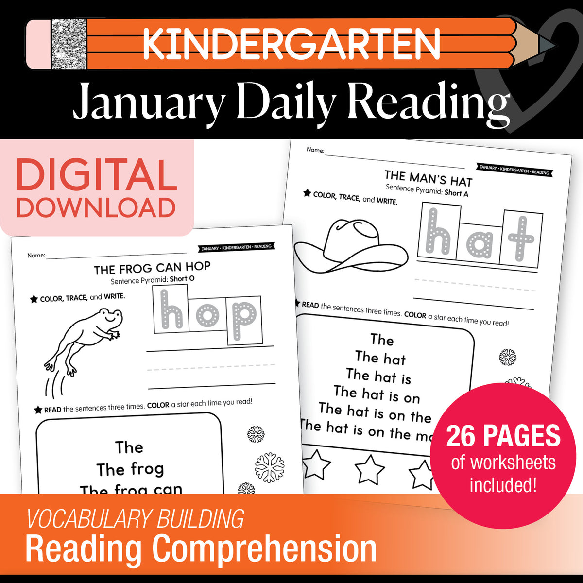 Printable Kindergarten January Daily Reading