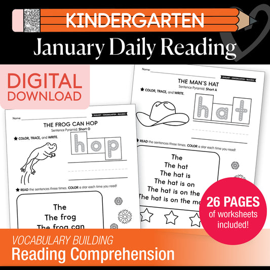 Printable Kindergarten January Daily Reading