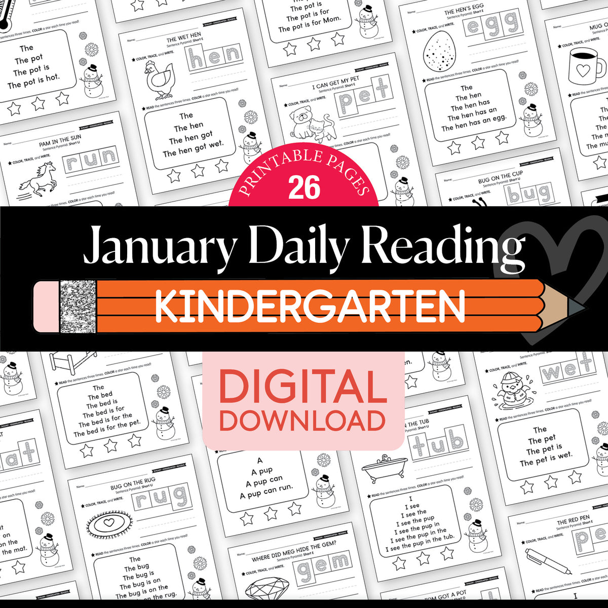 Printable Kindergarten January Daily Reading