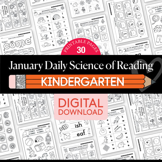Printable Kindergarten January Daily Science of Reading