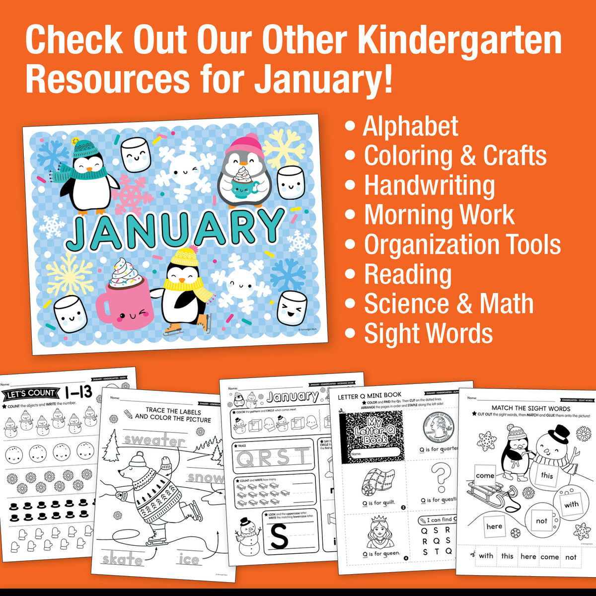 Printable Kindergarten January Daily Science of Reading