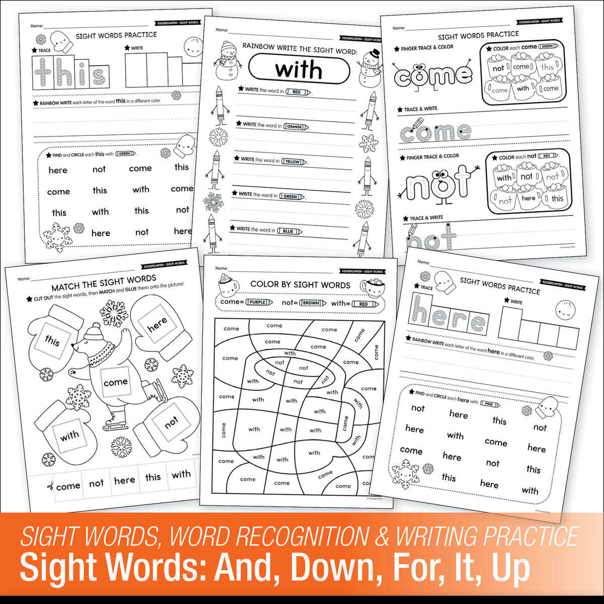 Printable Kindergarten January Daily Sight Words