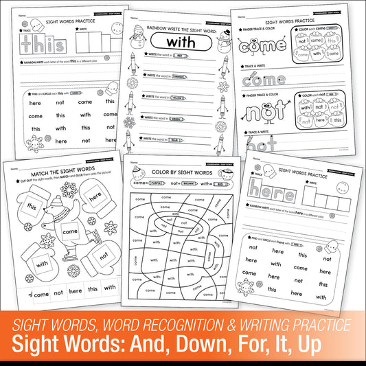 Printable Kindergarten January Daily Sight Words
