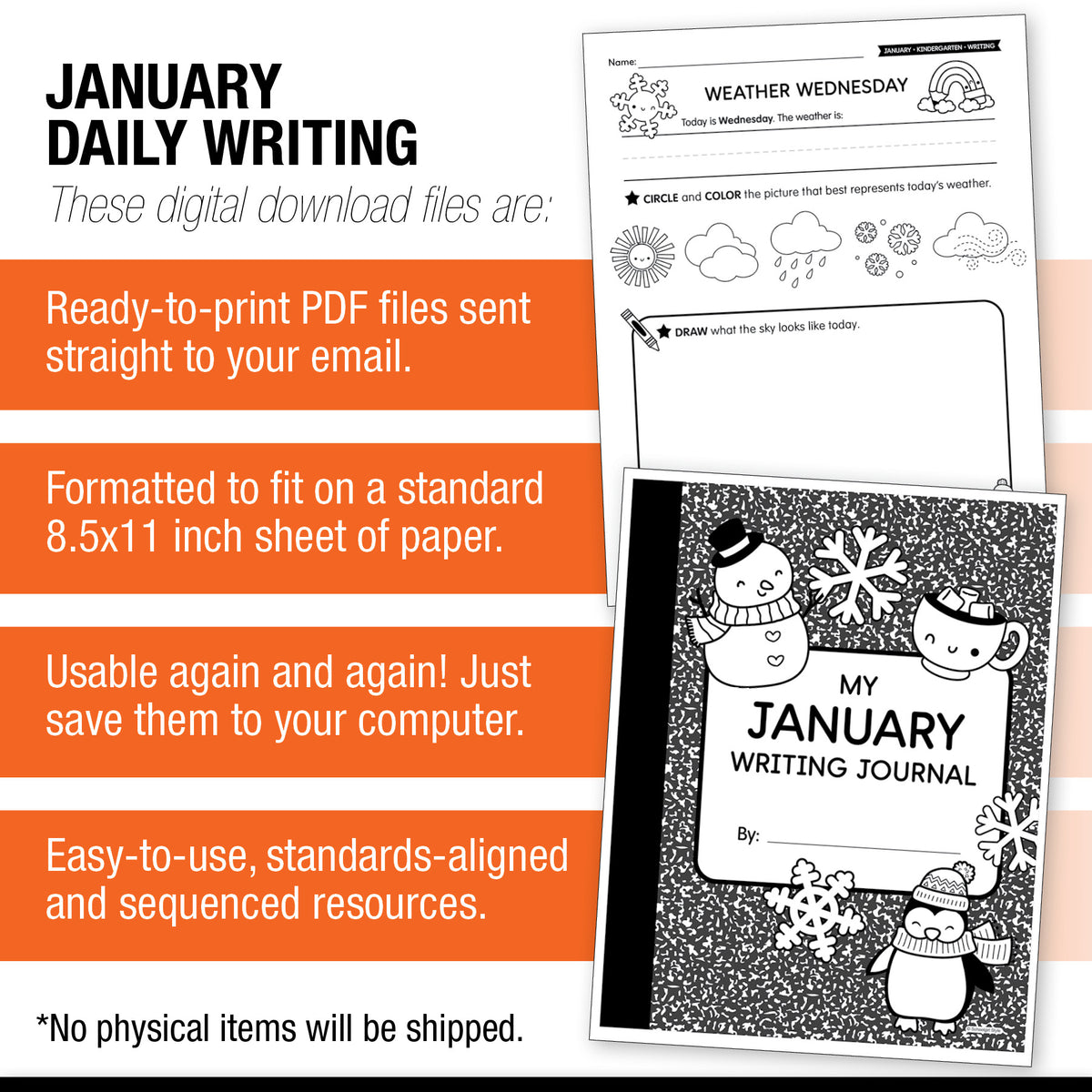 Printable Kindergarten January Daily Writing
