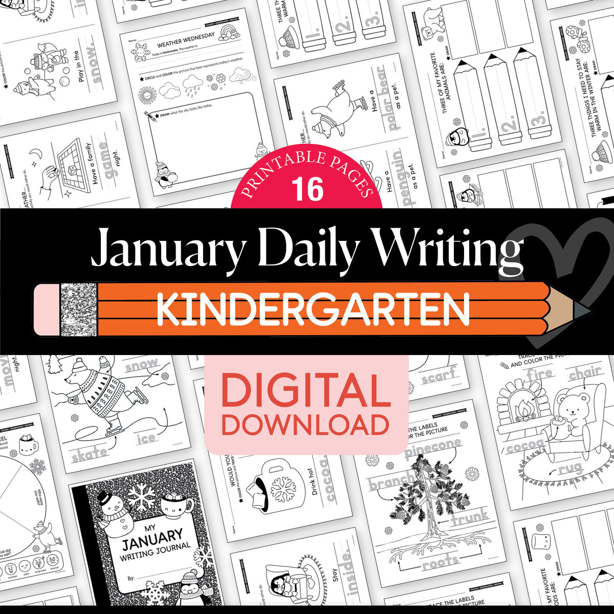Printable Kindergarten January Daily Writing