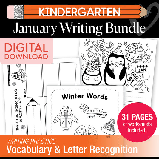 Printable Kindergarten January Writing Bundle