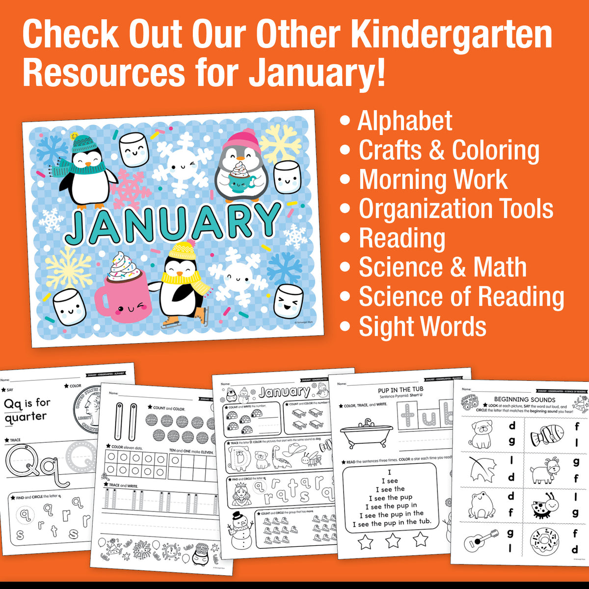 Printable Kindergarten January Writing Bundle