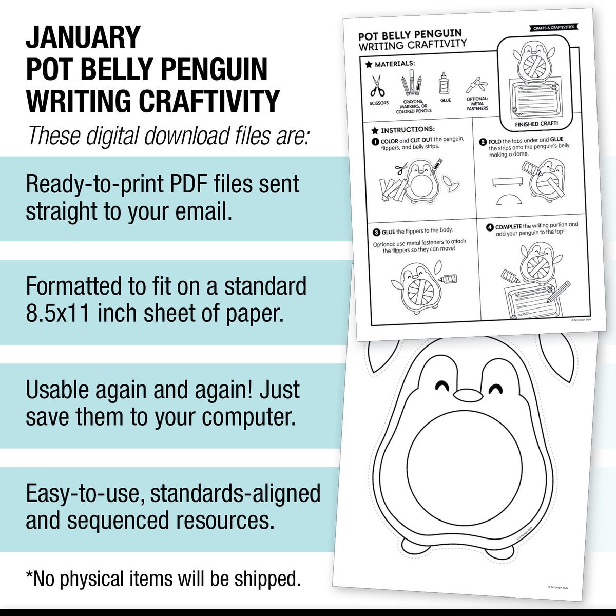 Printable January Pot Belly Penguin Craftivity