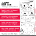 Load image into Gallery viewer, Printable Preschool January Daily Math

