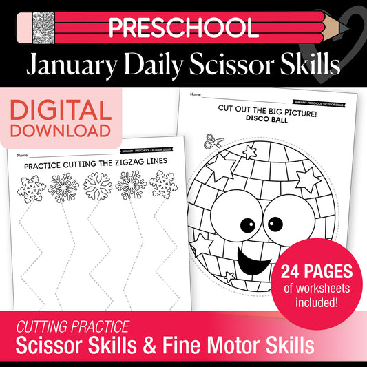 Printable Preschool January Daily Scissor Skills