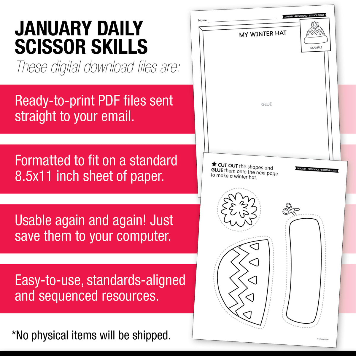 Printable Preschool January Daily Scissor Skills