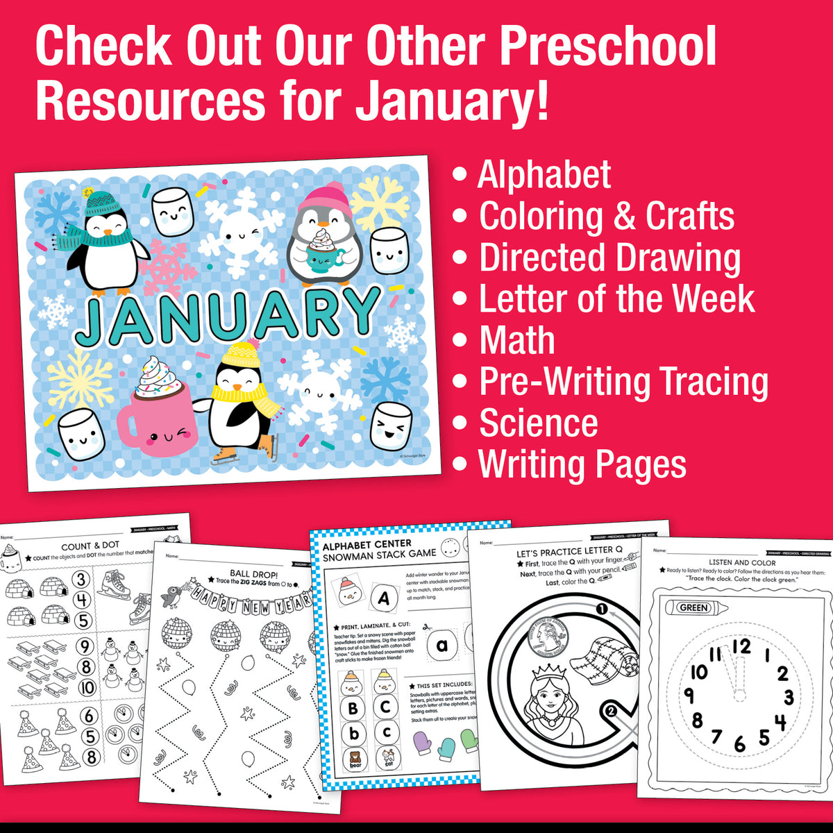 Printable Preschool January Daily Scissor Skills