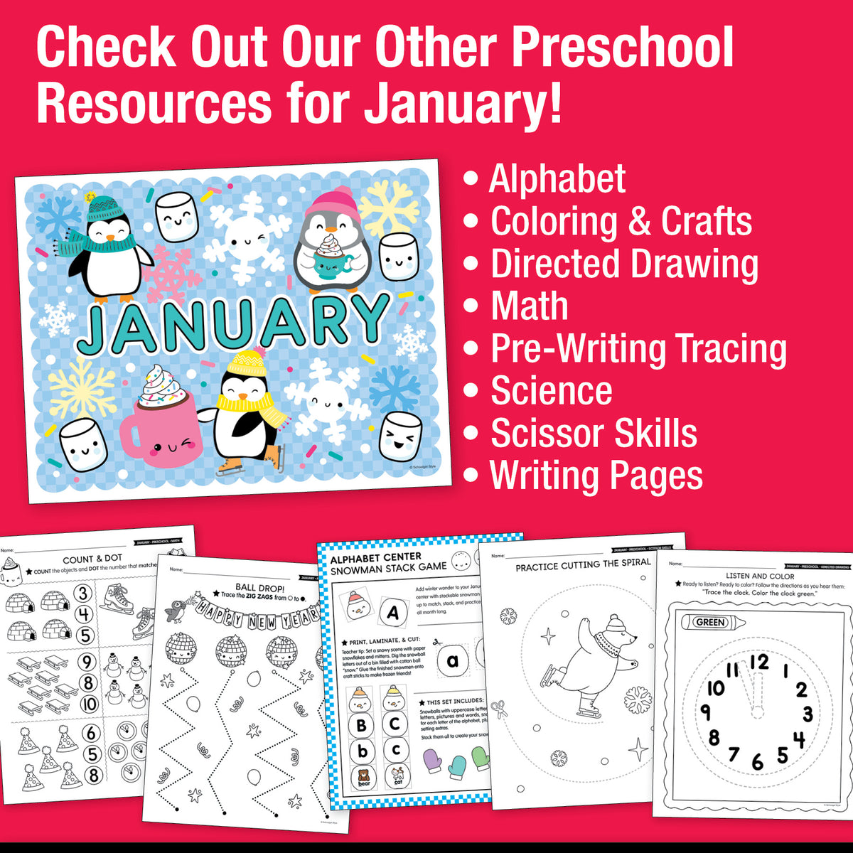 Printable Preschool January Letter of the Week (Q-T)