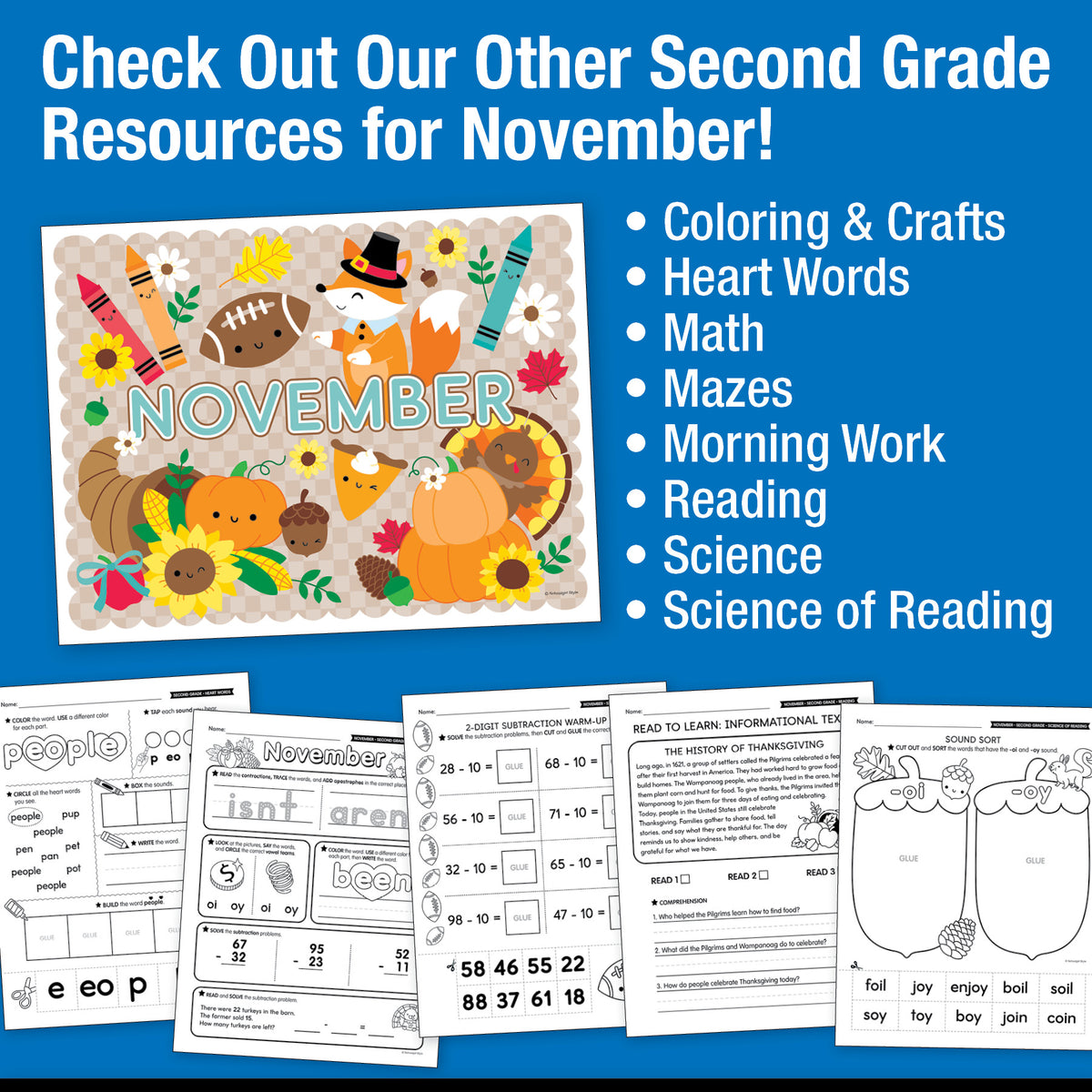 Printable Second Grade November Daily Writing