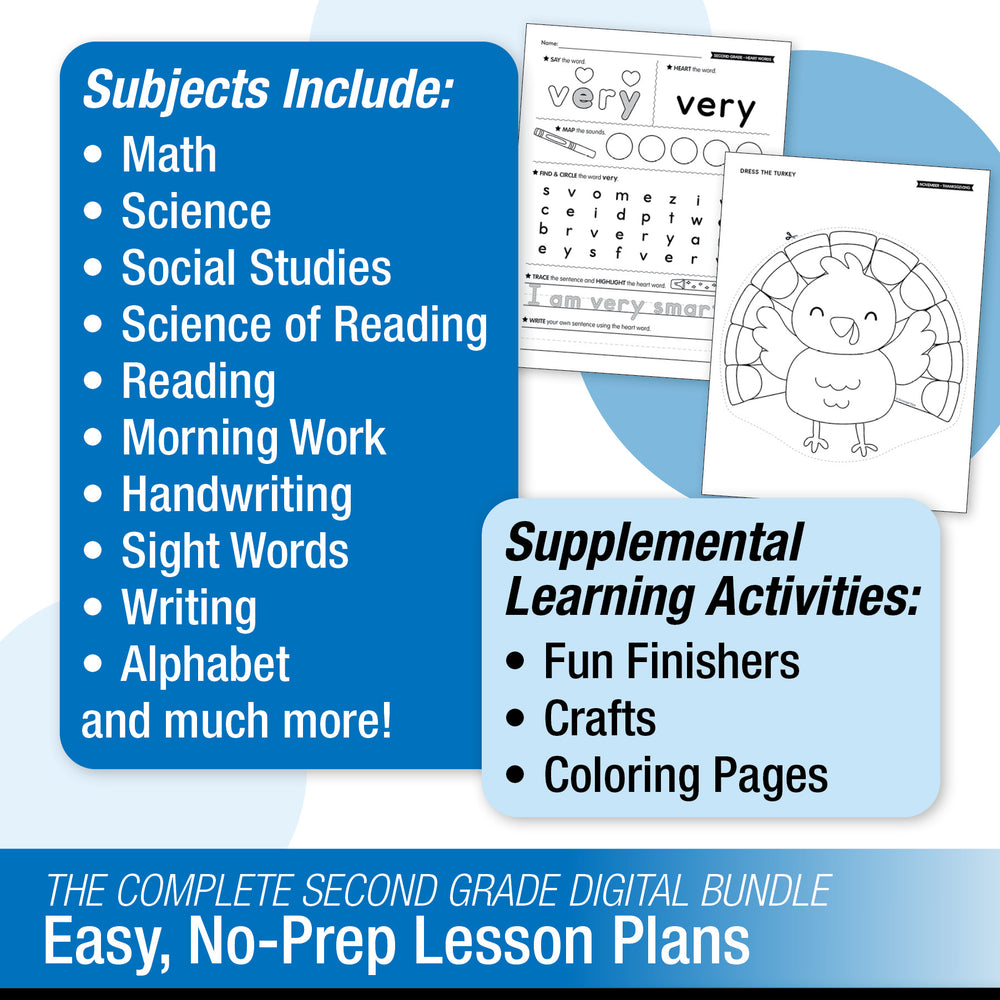 Printable Second Grade November Thematic Unit Bundle
