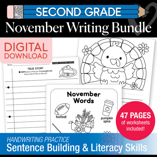 Printable Second Grade November Writing Bundle
