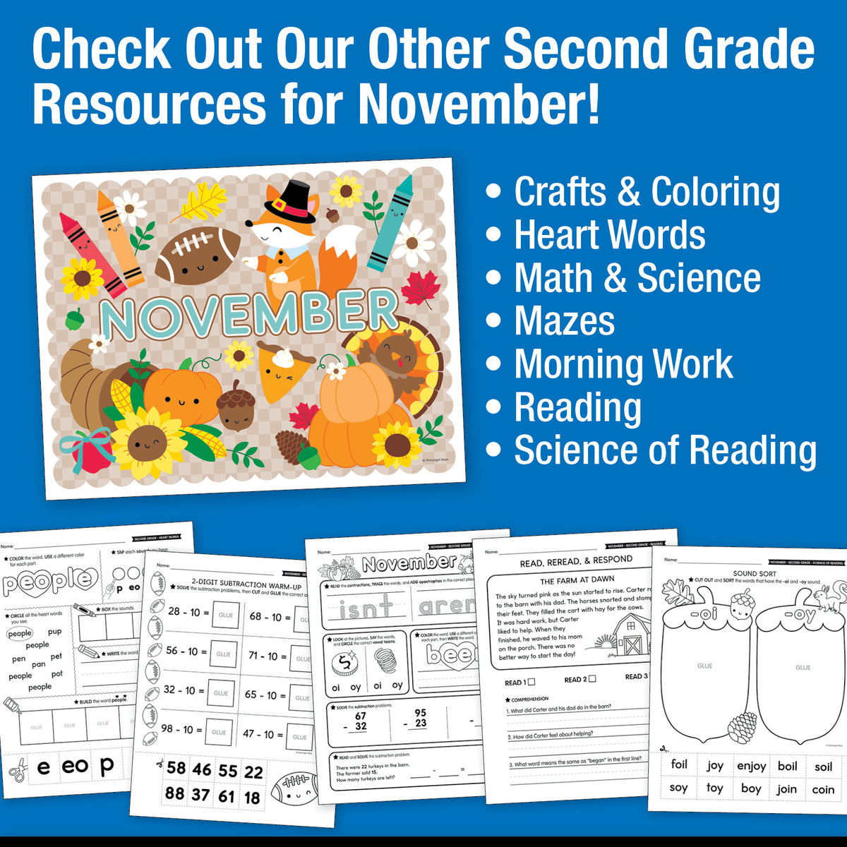 Printable Second Grade November Writing Bundle