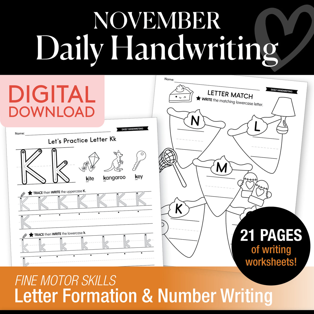 Printable November Daily Handwriting