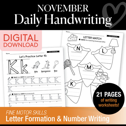 Printable November Daily Handwriting