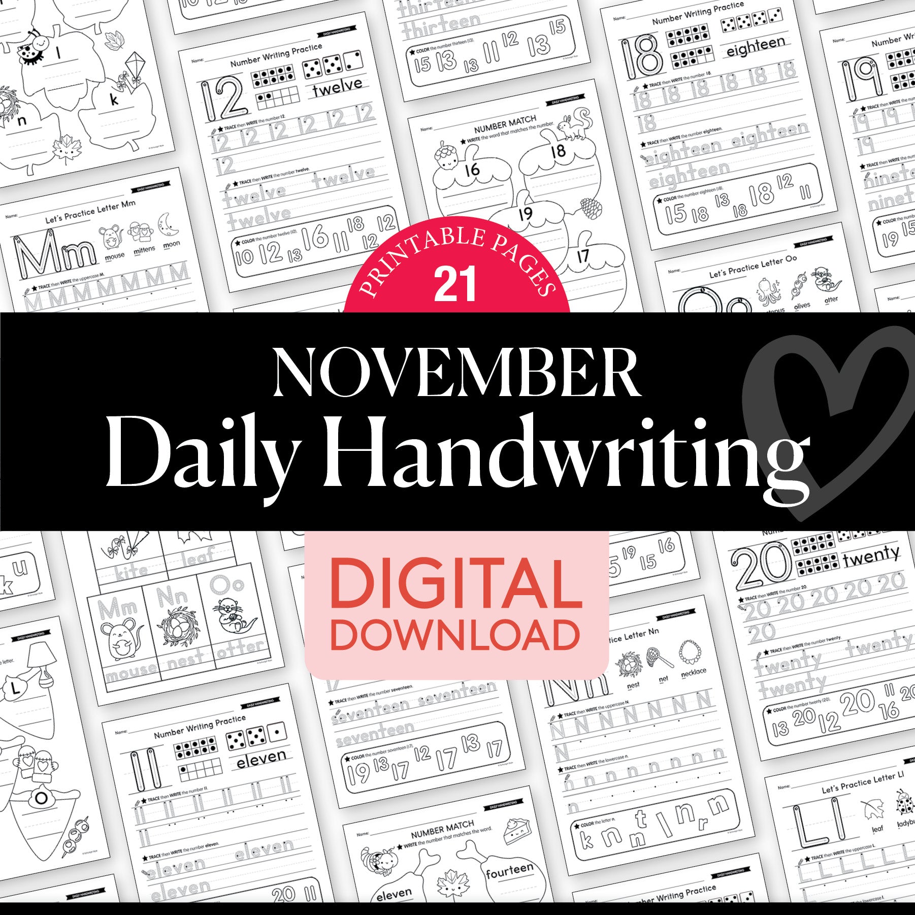 Printable November Daily Handwriting
