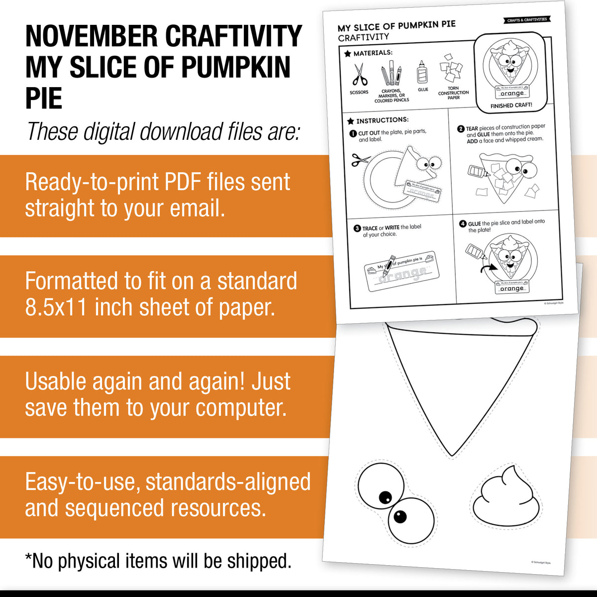 Printable My Slice of Pumpkin Pie Craftivity