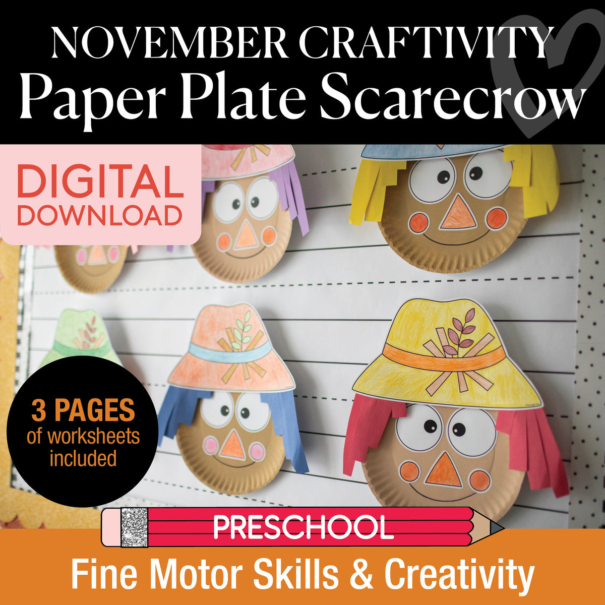 Printable Paper Plate Scarecrow Craft