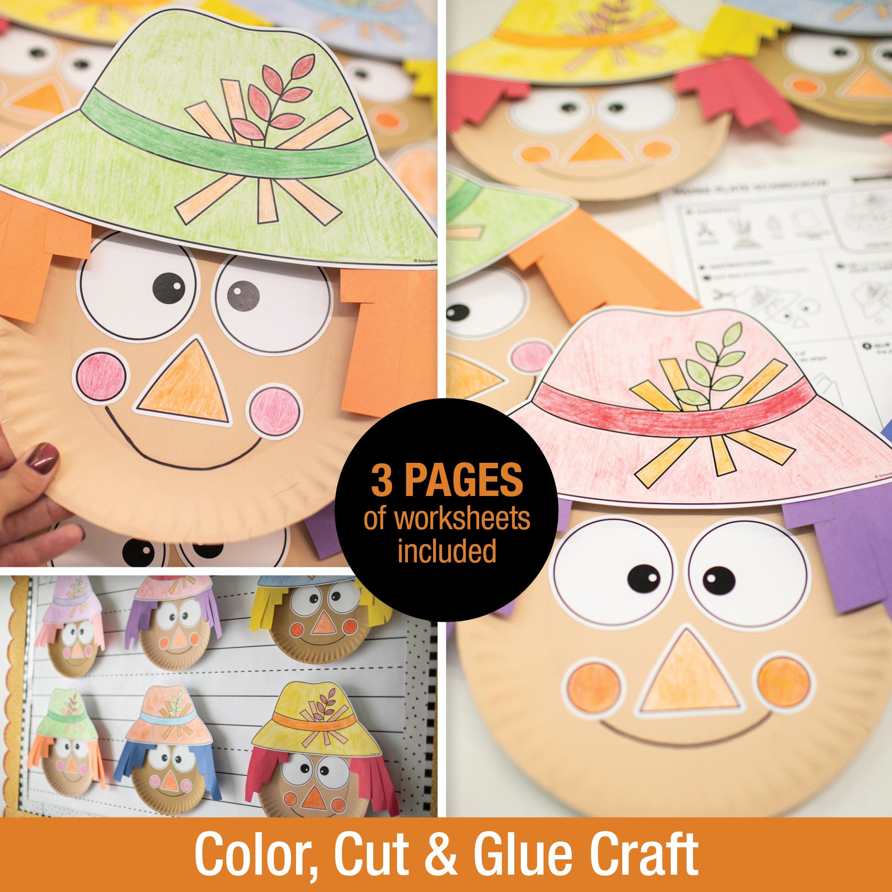 Printable Paper Plate Scarecrow Craft