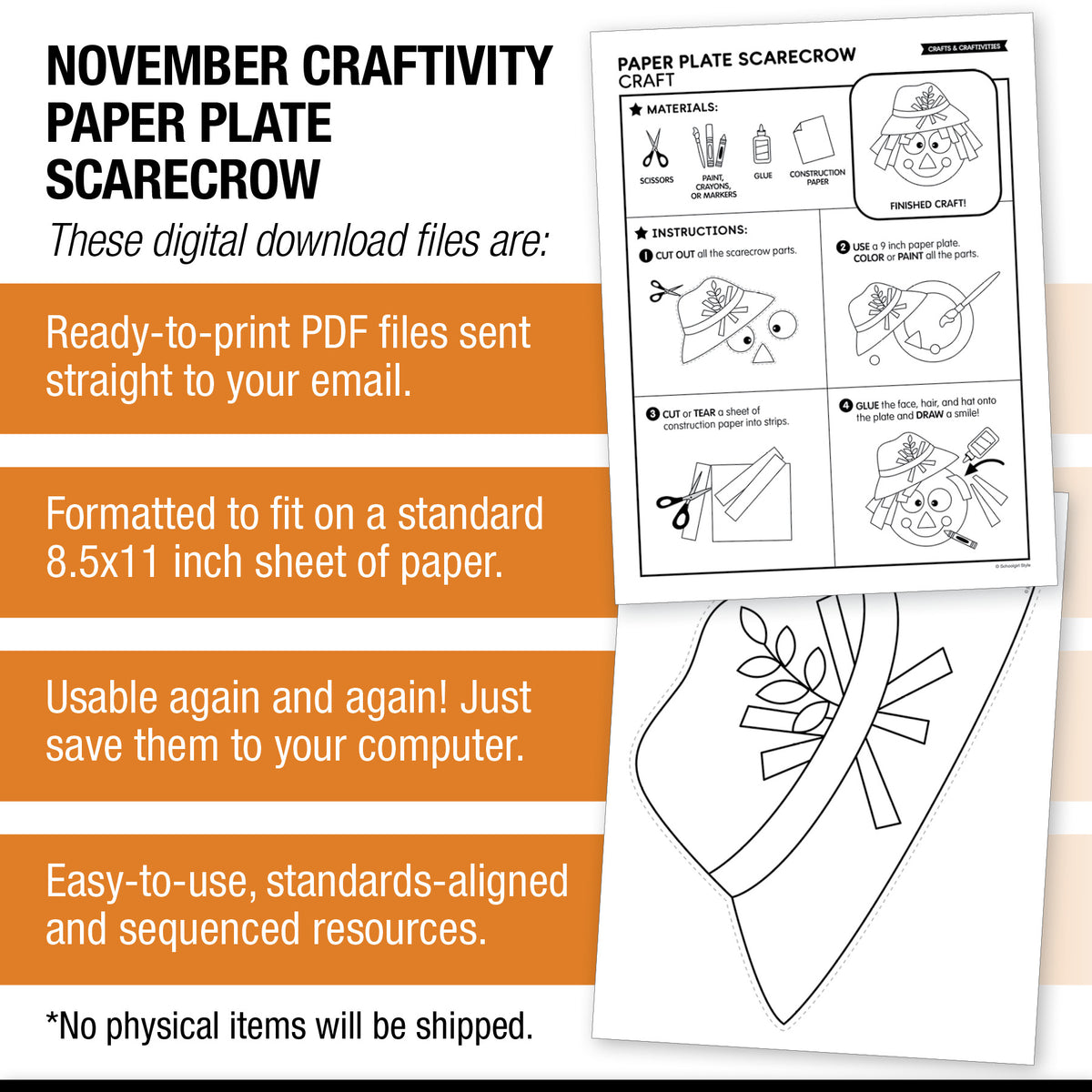 Printable Paper Plate Scarecrow Craft