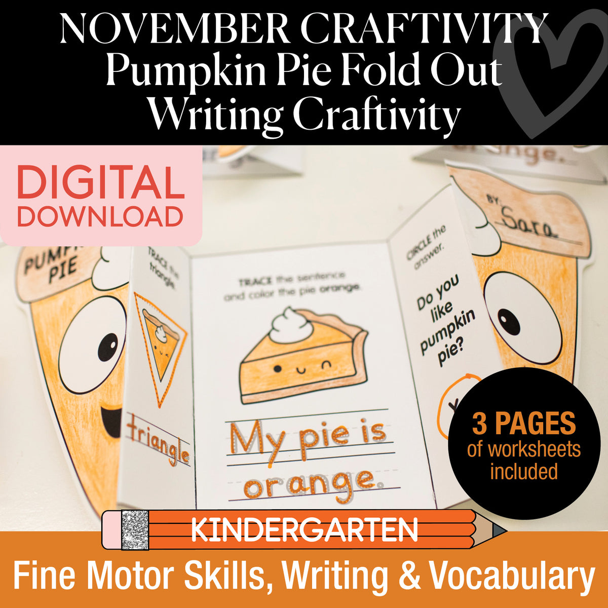 Printable Pumpkin Pie Fold Out Writing Craftivity