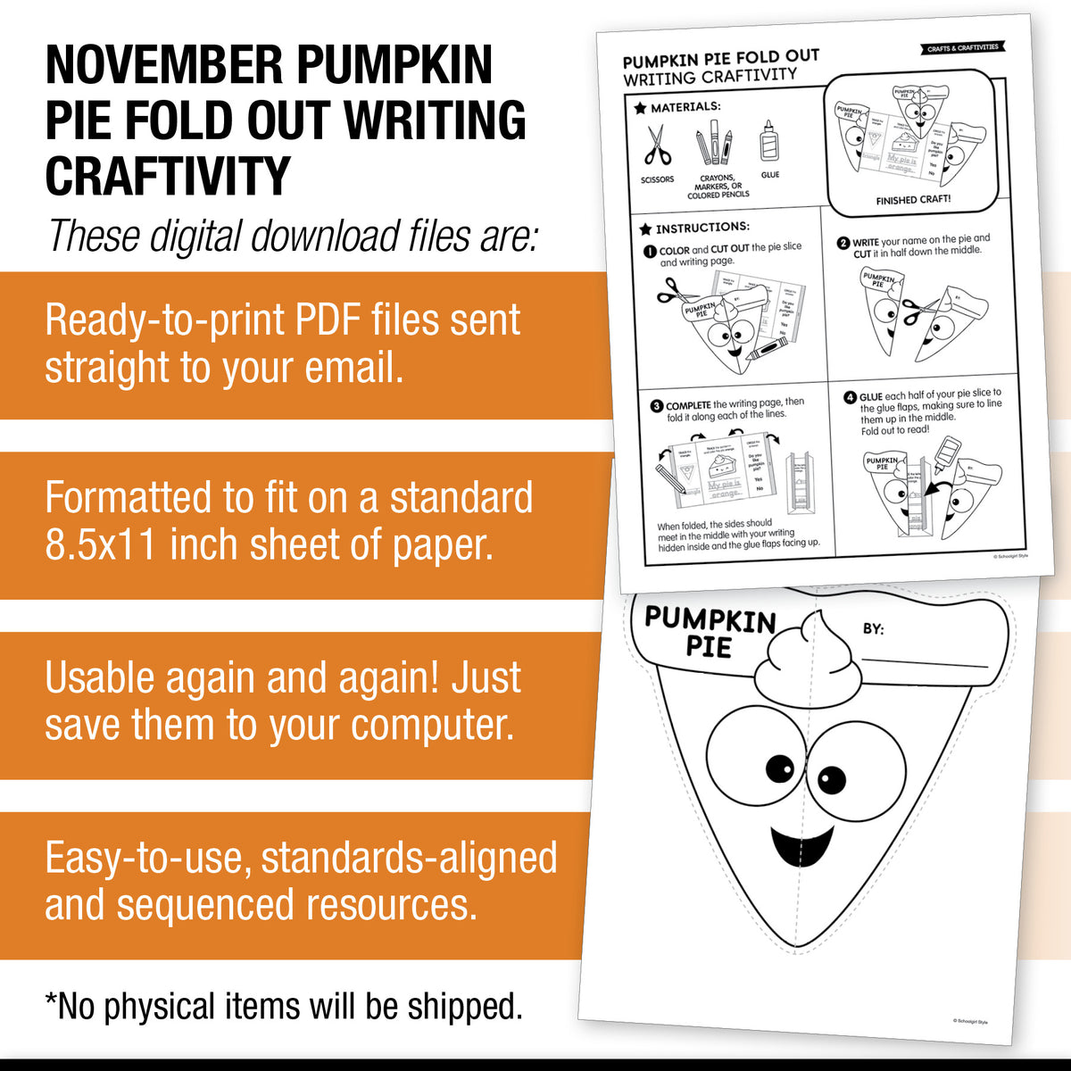 Printable Pumpkin Pie Fold Out Writing Craftivity