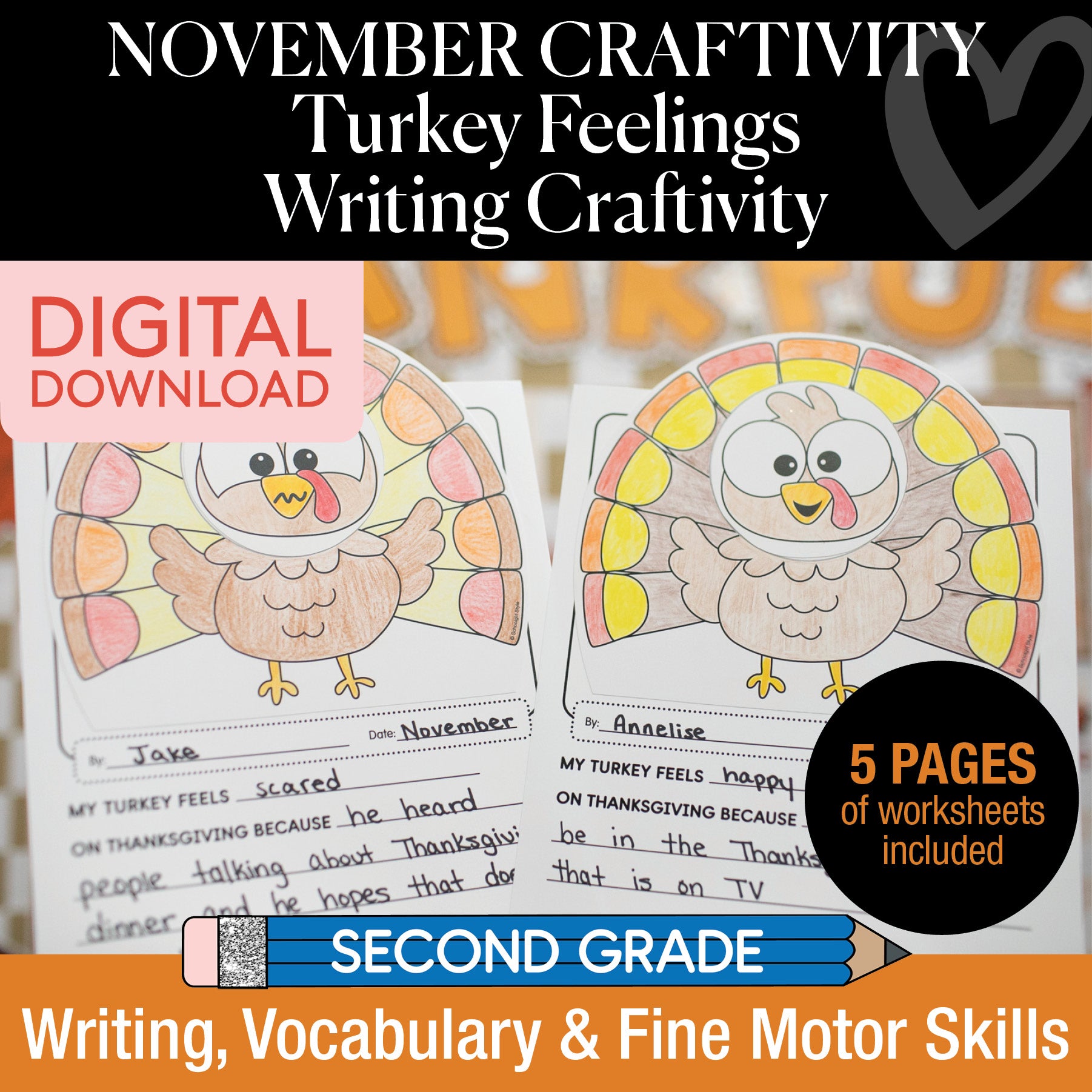 Printable Turkey Feelings Writing Craftivity