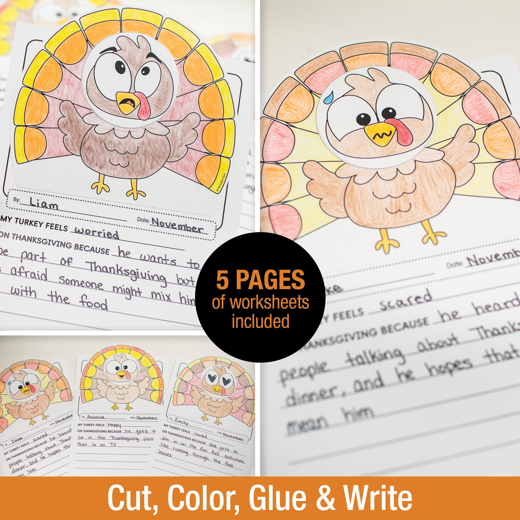 Printable Turkey Feelings Writing Craftivity