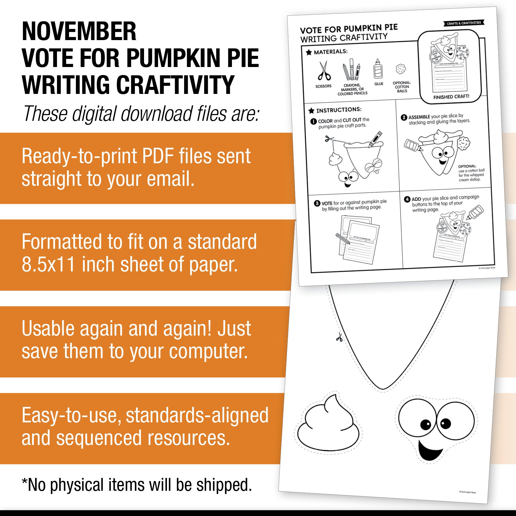 Printable Vote For Pumpkin Pie Craftivity