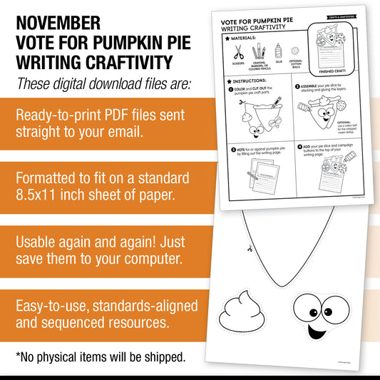 Printable Vote For Pumpkin Pie Craftivity