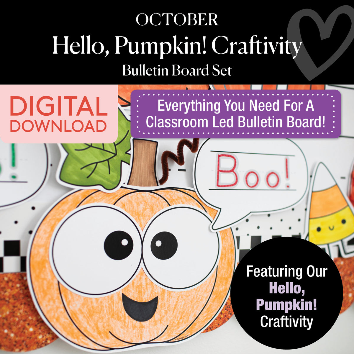 Printable October Hello Pumpkin Craftivity Bulletin Board Set