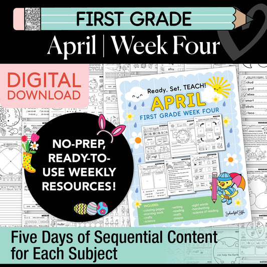 Printable First Grade April Week 4 Resources
