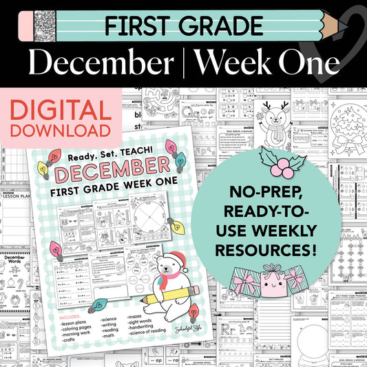 Printable First Grade December Week 1 Resources