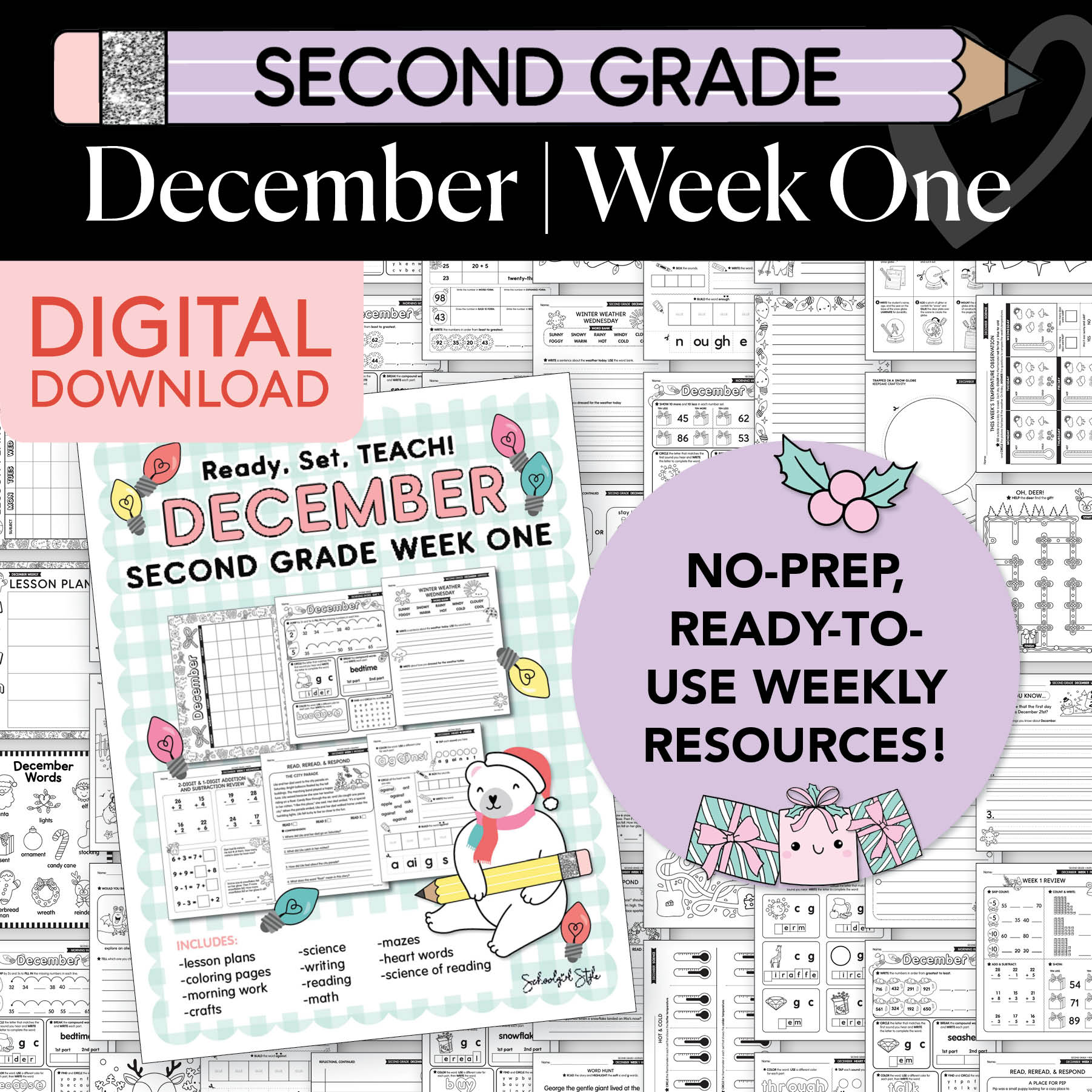 Printable Second Grade December Week 1 Resources