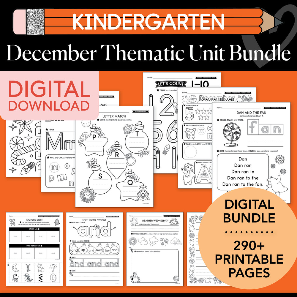Printable Kindergarten December Thematic Unit Bundle