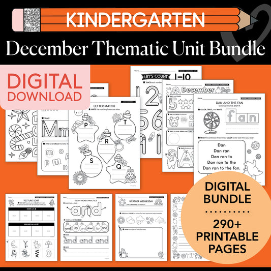 Printable Kindergarten December Thematic Unit Bundle