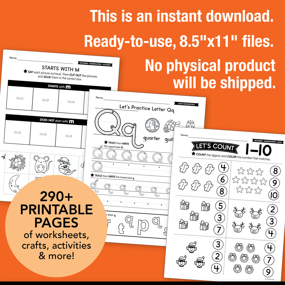 Printable Kindergarten December Thematic Unit Bundle