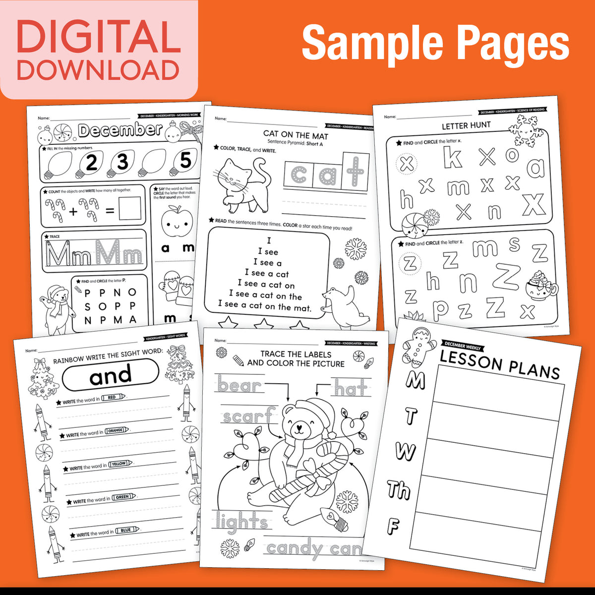 Printable Kindergarten December Thematic Unit Bundle