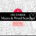Load image into Gallery viewer, Printable December Mazes and Word Searches

