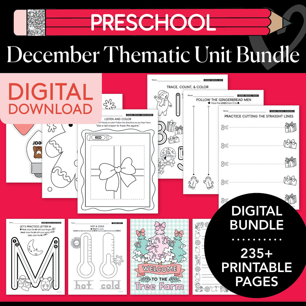 Printable Preschool December Thematic Unit Bundle