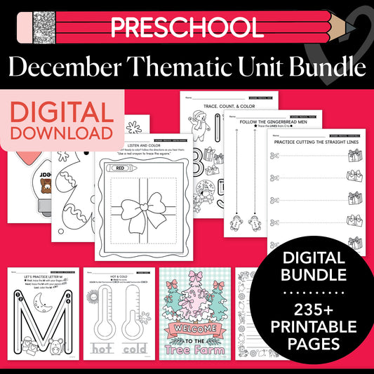 Printable Preschool December Thematic Unit Bundle